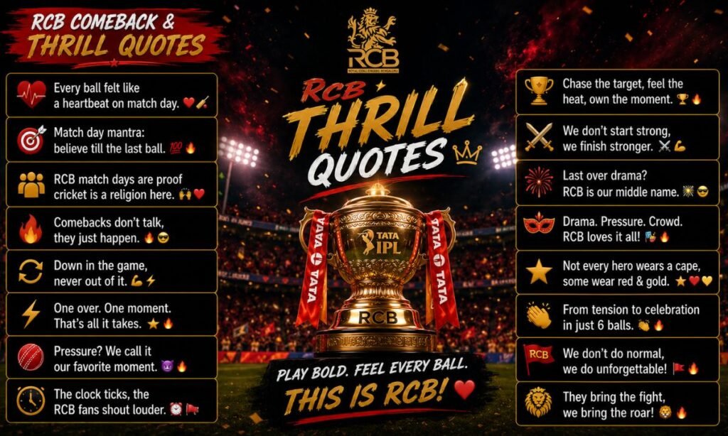 RCB Winning Caption thrill quotes