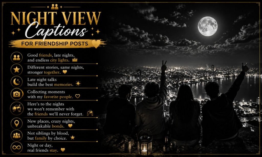 night view caption Friendship Posts