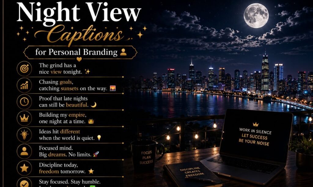 night view caption personal brand