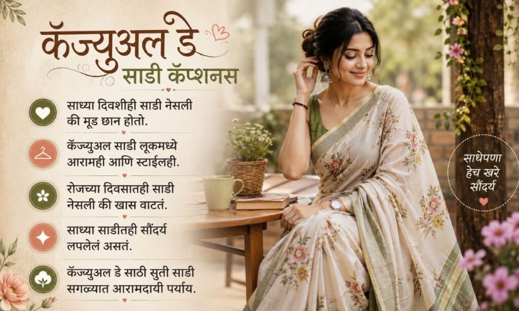 Casual Day Saree Captions in Marathi