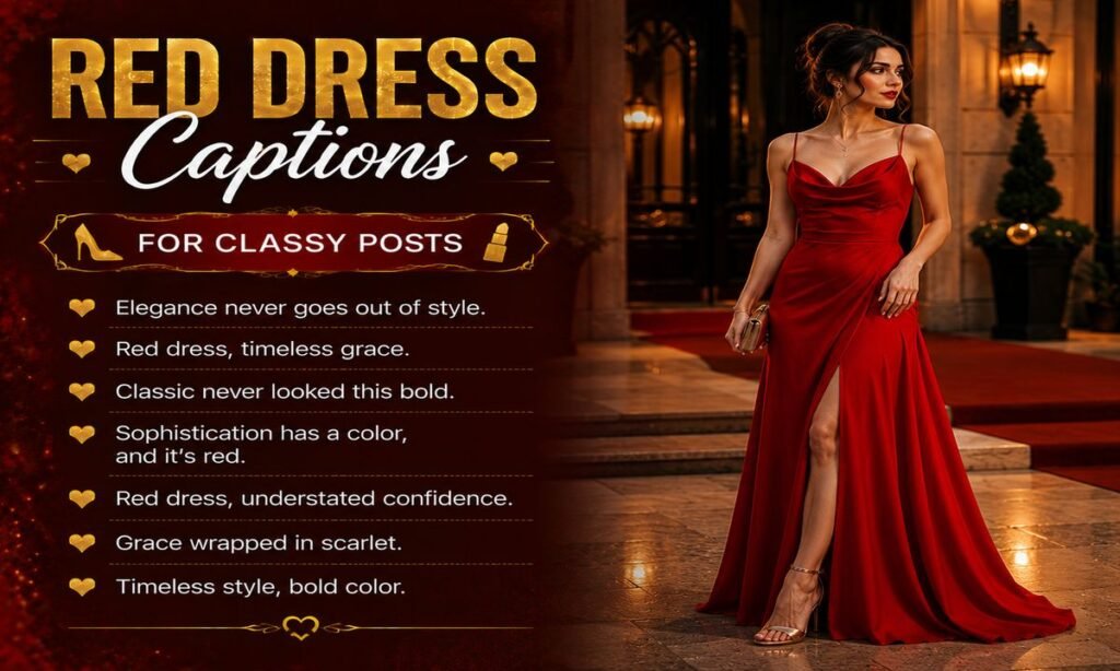 Classy Red Dress Captions