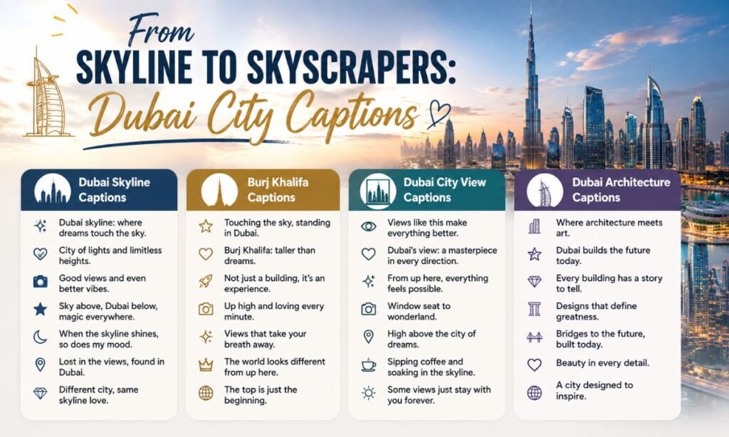 Dubai City Captions From Skyline to Skyscrapers