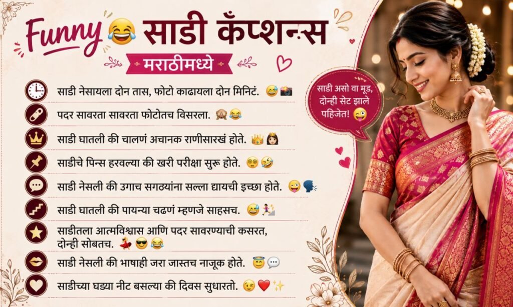 Funny Saree Captions in Marathi