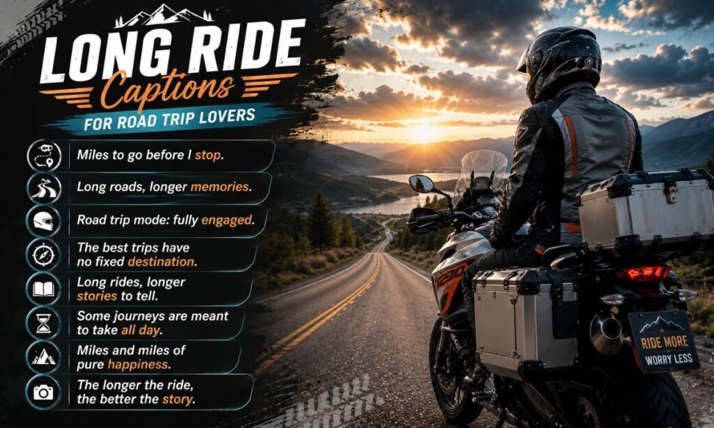 Long Ride Captions for Road Trip Lovers