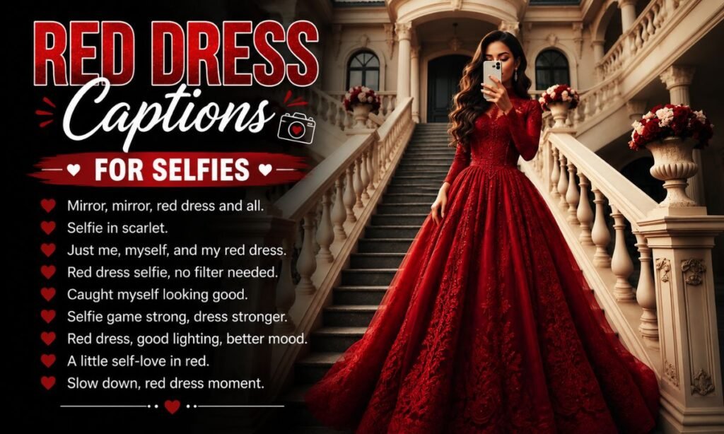 _Red Dress Caption for Selfies