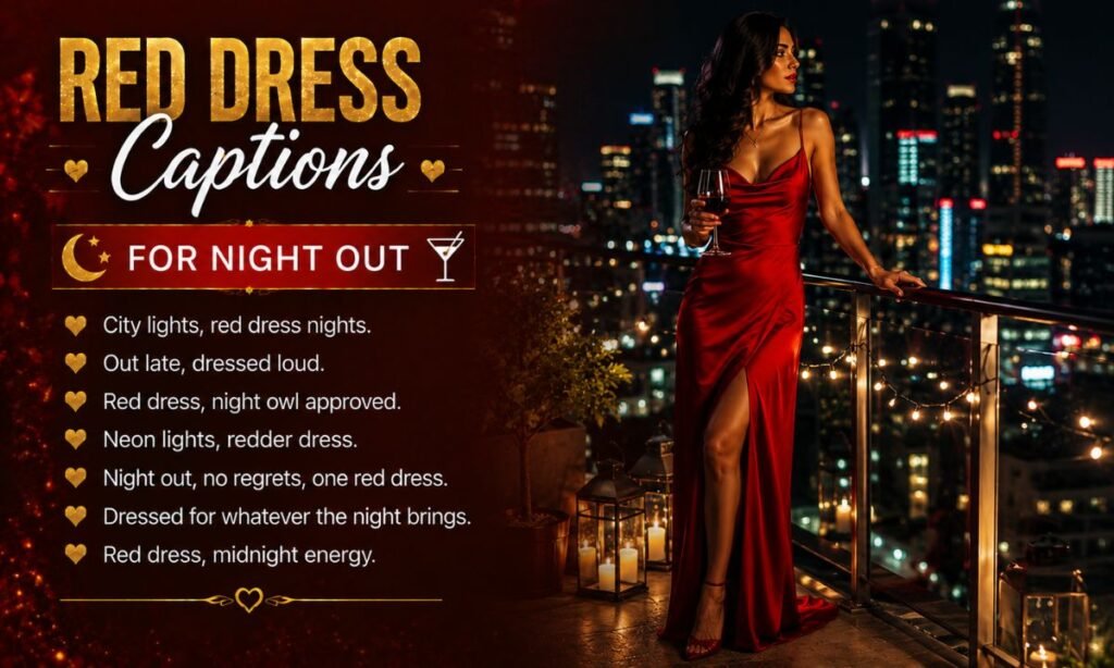 Red Dress Captions for Night Out 🌙