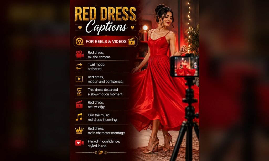Red Dress Captions for Reels and Videos