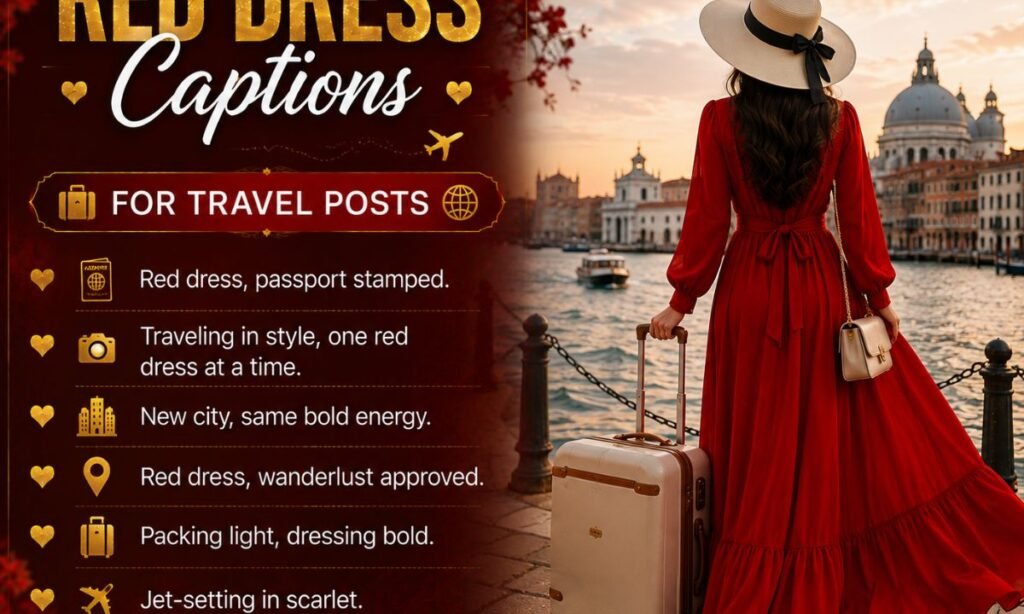 Red Dress Captions for Travel Posts