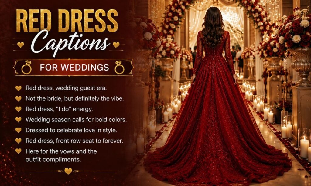Red Dress Captions for Weddings