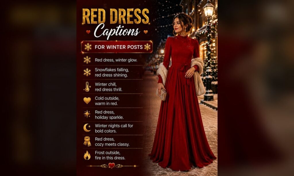 Red Dress Captions for Winter