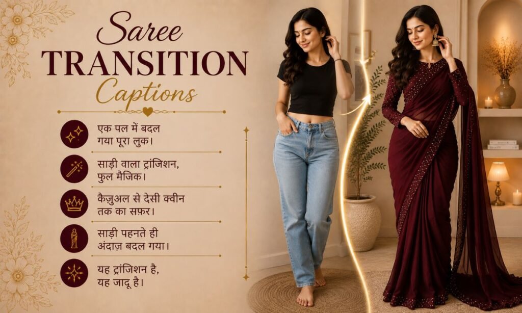 Saree Transition Captions