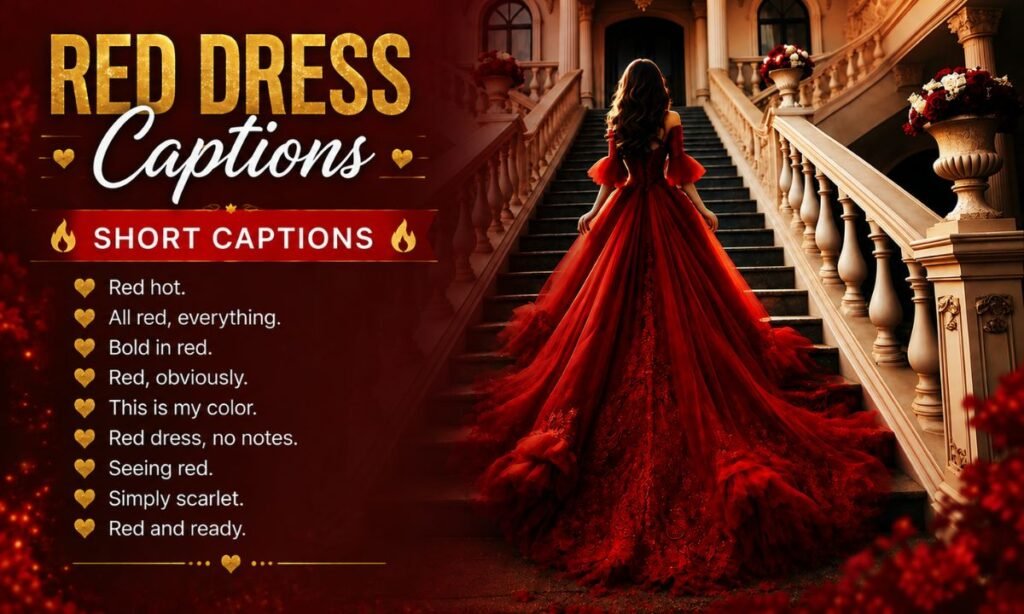 Short Red Dress Captions