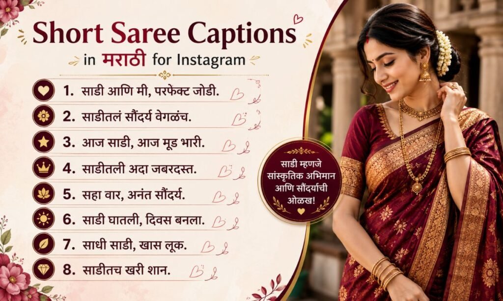 Short Saree Captions in Marathi for Instagram