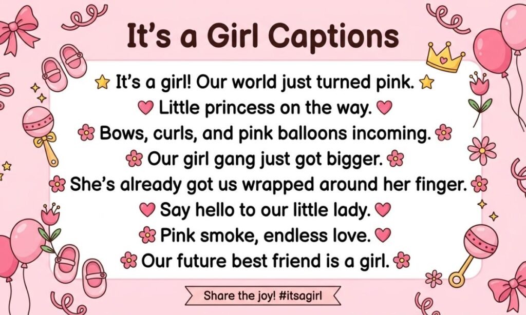 Its a Girl Captions