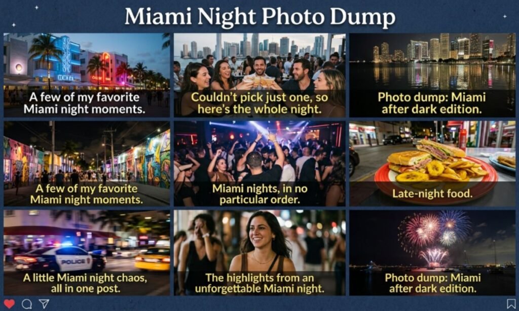 Miami Night Photo Dump Captions