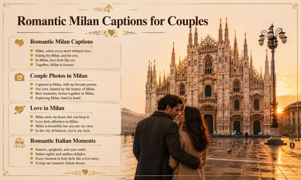 Romantic Milan Captions for Couples